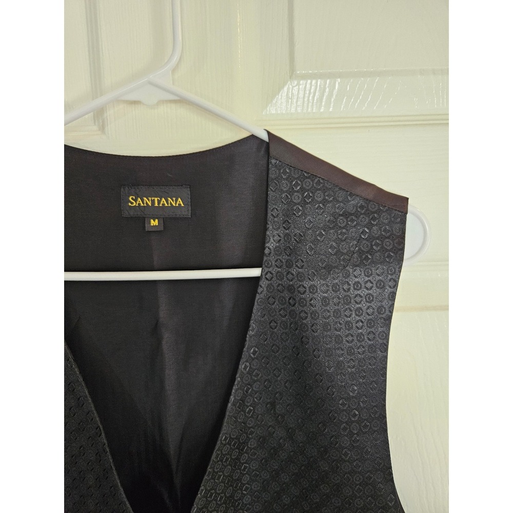 Santana Vest Formal Dressy Wedding Party Waistcoat Black Patterned Mens M